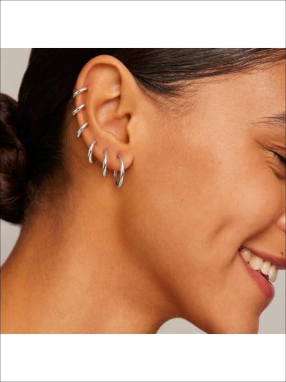 Small Stainless Steel Hoop Earrings Set Hinged Hoop 6 Pairs Women Men